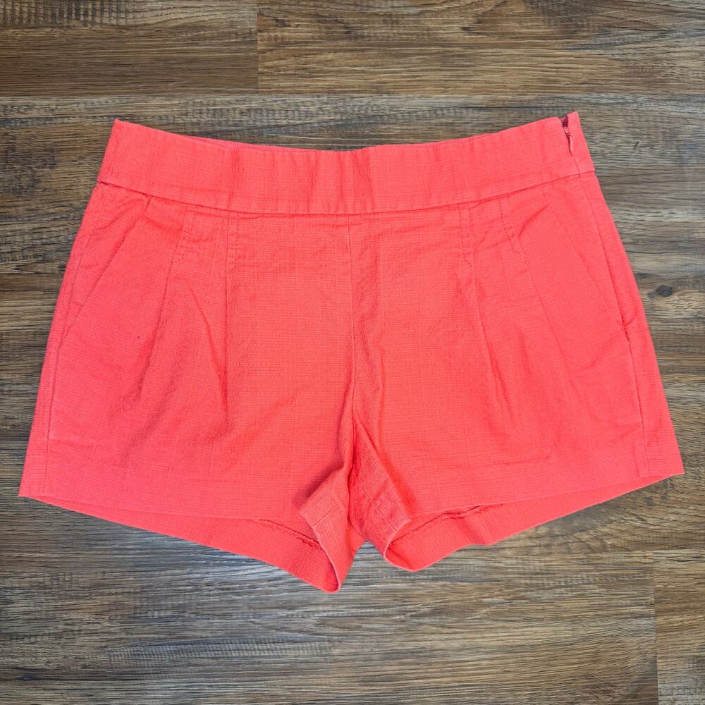 J Crew 98% Cotton & Spandex coral salmon pleated shorts side zip Size 2
